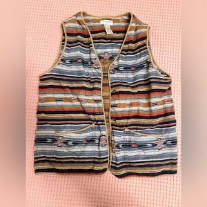 Vintage Jones NY Sport Linen Southwestern Tribal Vest Small